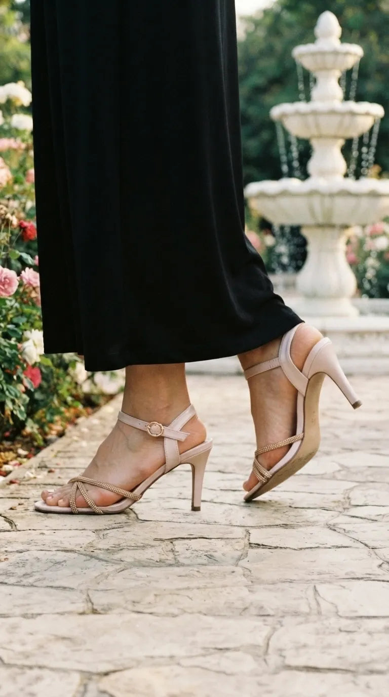 Golden Fancy Sandal For Ladies FN6438