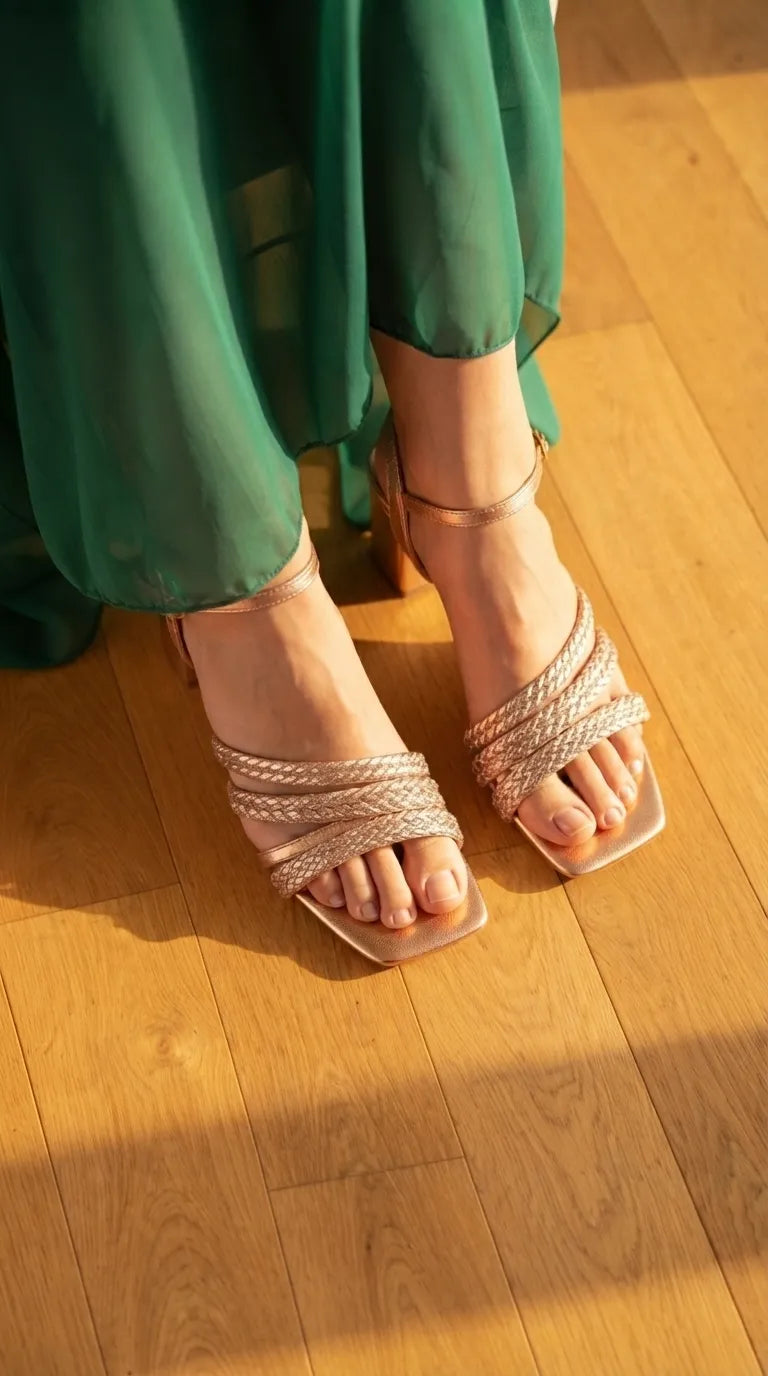 Peach Fancy Sandal For Women FN6446