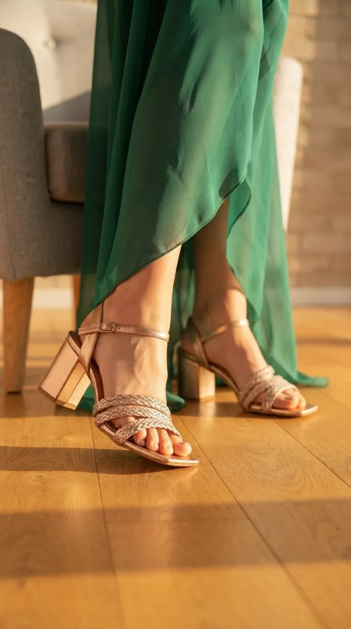 Peach Fancy Sandal For Women FN6446