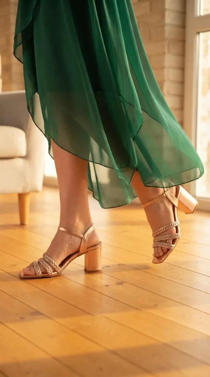 Peach Fancy Sandal For Women FN6446
