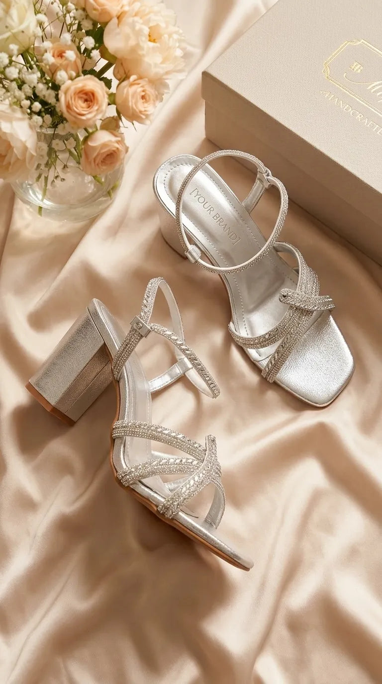 Silver Fancy Sandal For Women FN6447