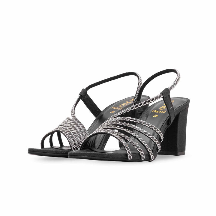Black Fancy Sandal For Women FN6452