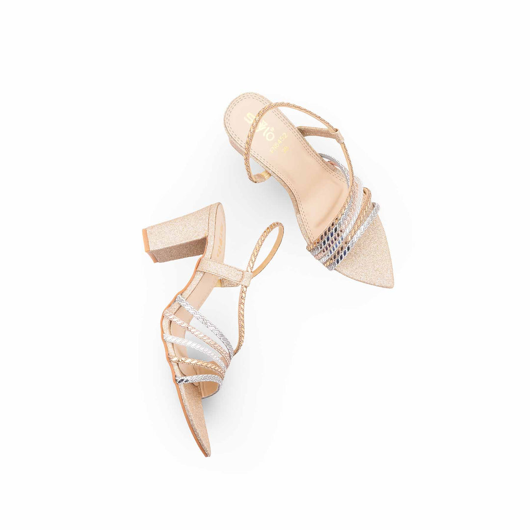 Golden Fancy Sandal For Women FN6452