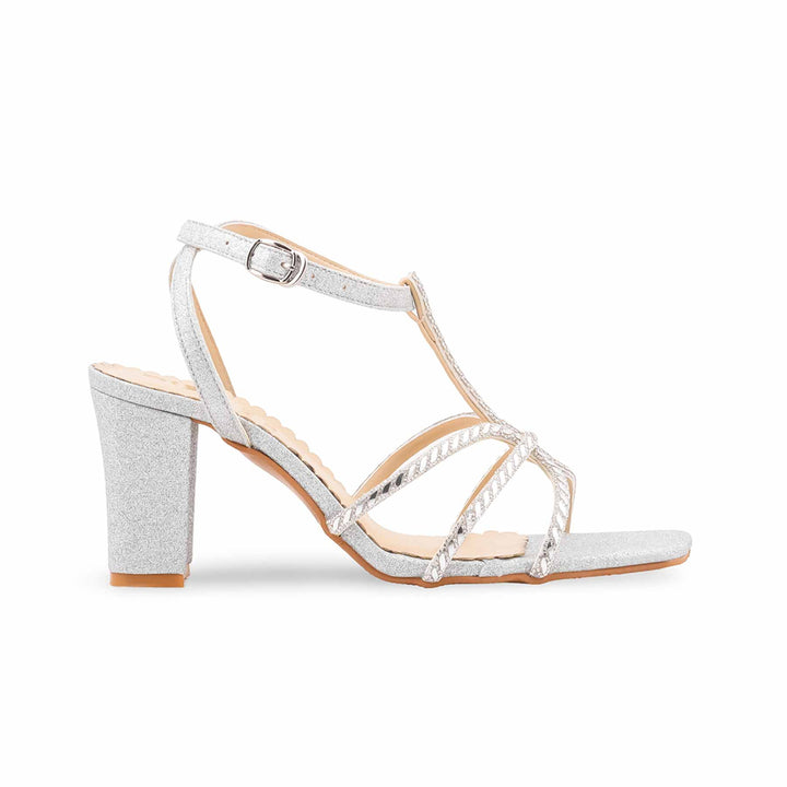 Silver Fancy Sandal For Ladies FN6453