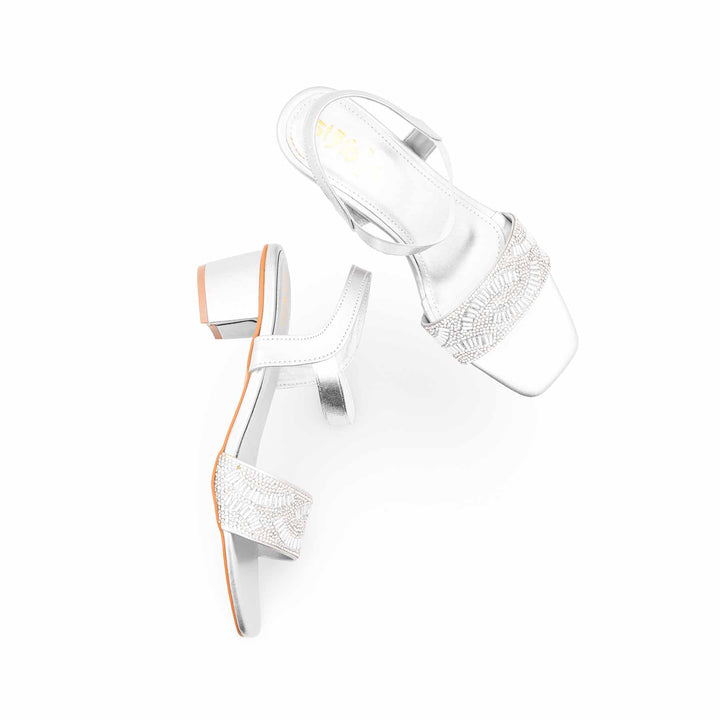 Silver Fancy Sandal For Women FN6467