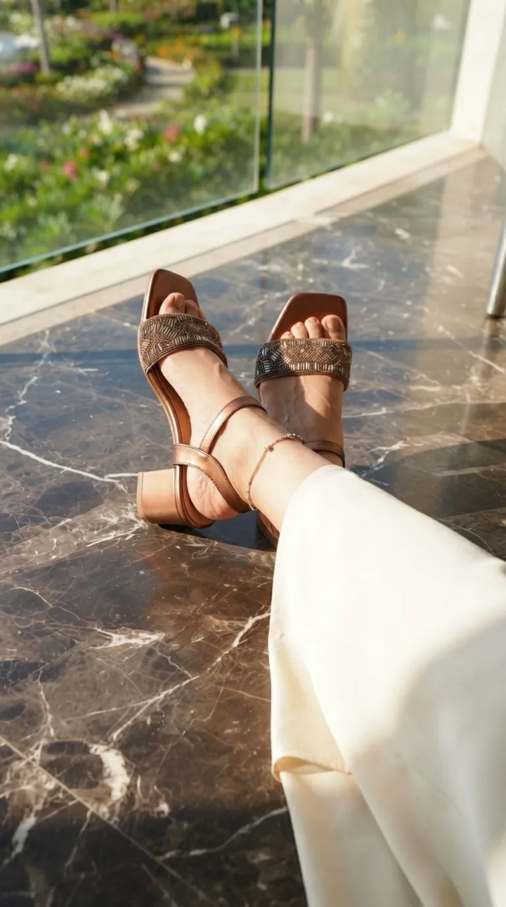 Copper Fancy Sandal For Ladies FN6467