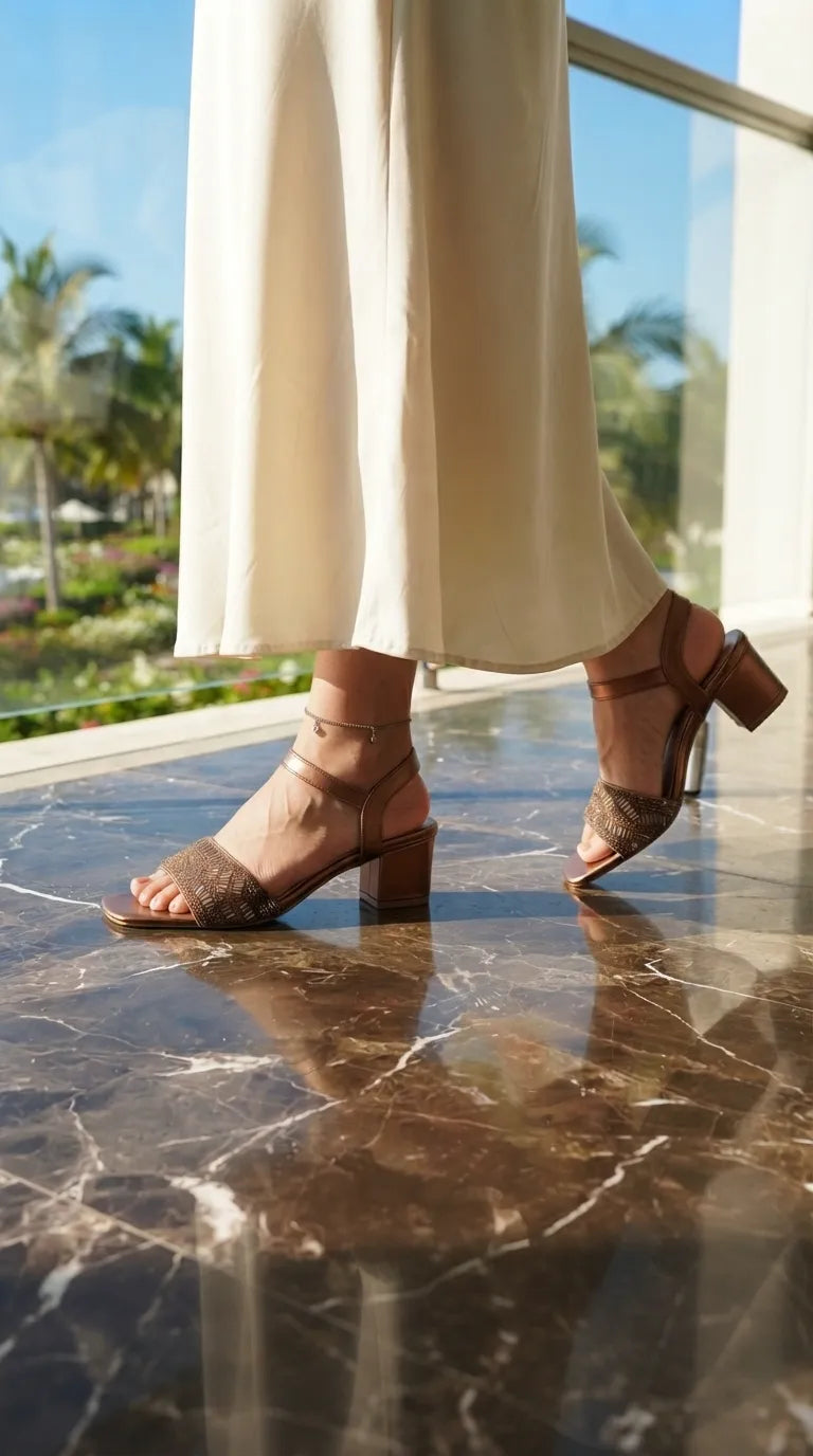 Copper Fancy Sandal For Ladies FN6467