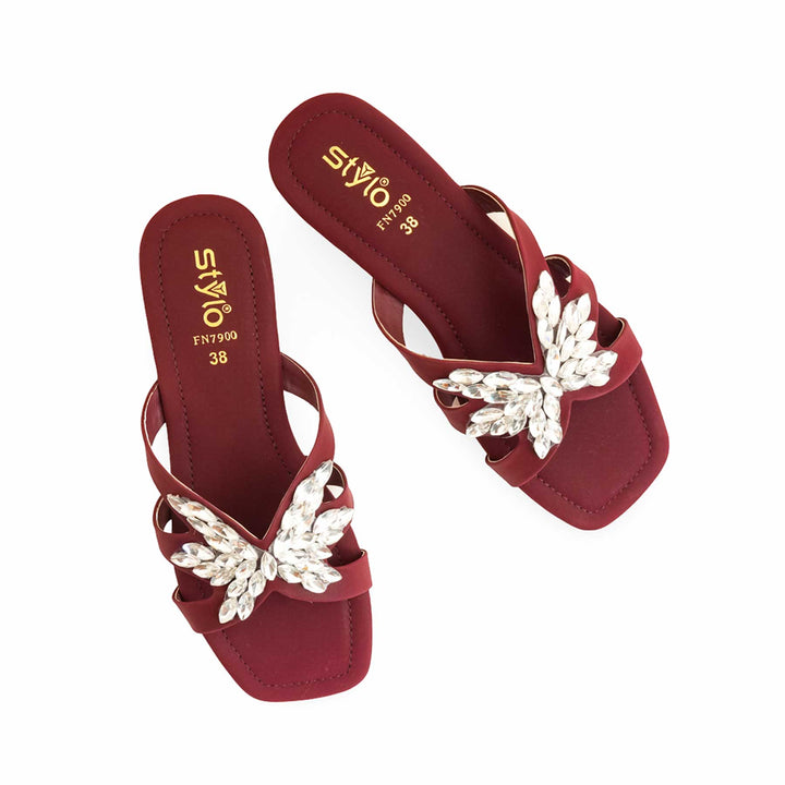 Maroon Fancy Slipper For Women FN7900