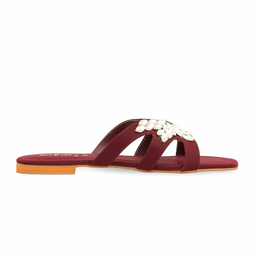 Maroon Fancy Slipper For Women FN7900