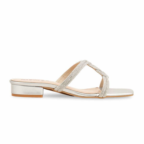 Silver Fancy Slipper For Women FN7912