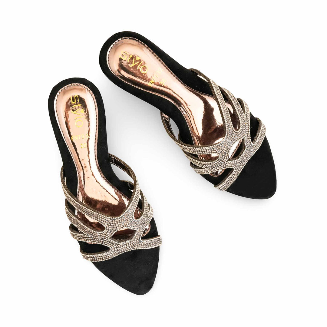 Black Fancy Slipper For Women FN7932