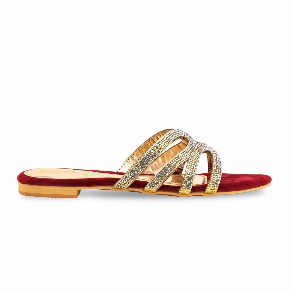 Maroon Fancy Slipper For Ladies FN7932
