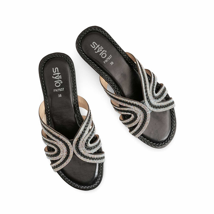 Black Fancy Slipper For Ladies FN7937