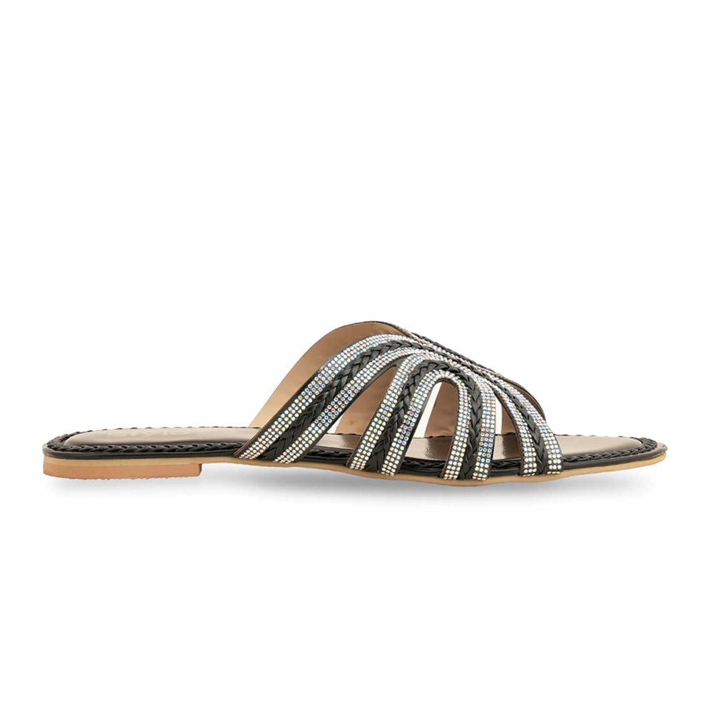 Black Fancy Slipper For Ladies FN7937