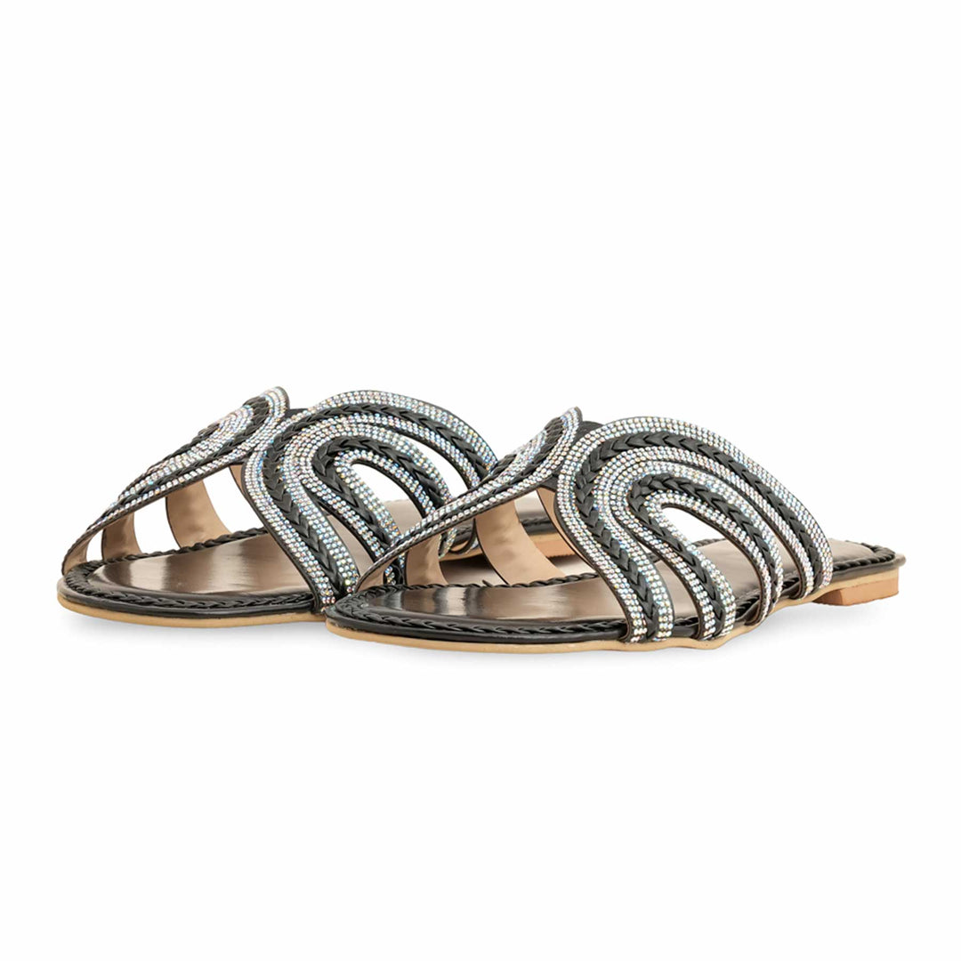 Black Fancy Slipper For Ladies FN7937