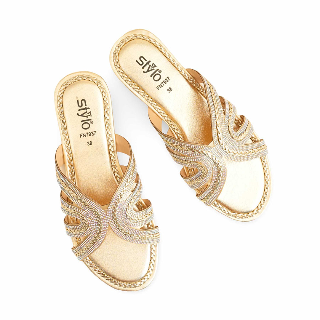 Golden Fancy Slipper For Ladies FN7937