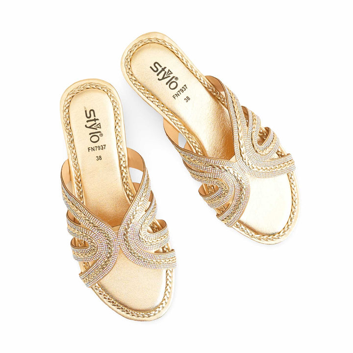 Golden Fancy Slipper For Ladies FN7937