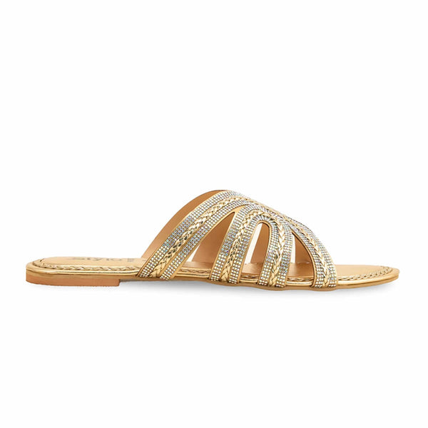 Golden Fancy Slipper For Ladies FN7937