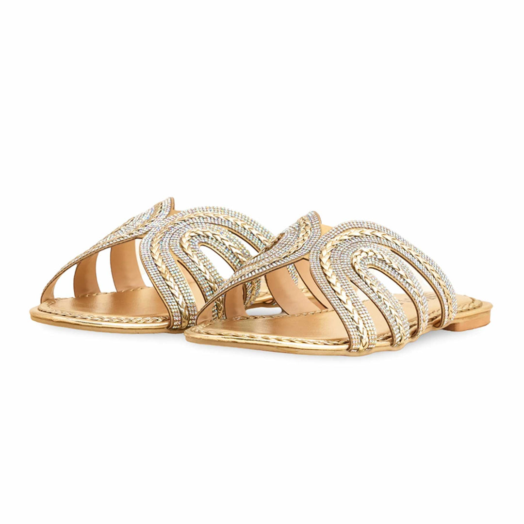 Golden Fancy Slipper For Ladies FN7937