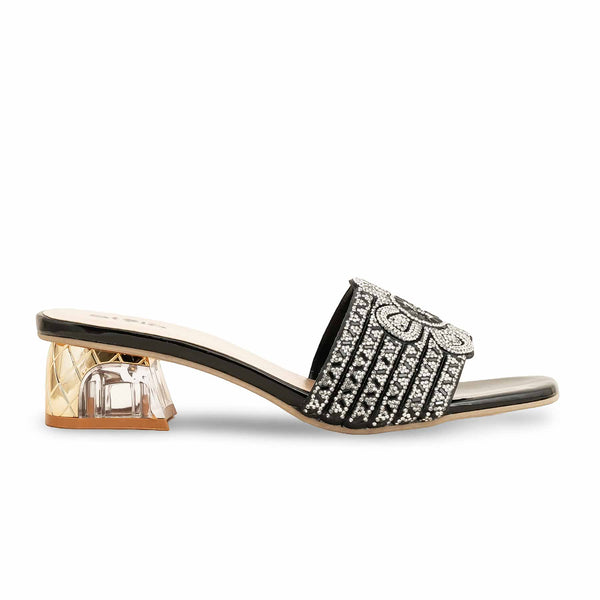 Black Fancy Slipper For Women FN7949