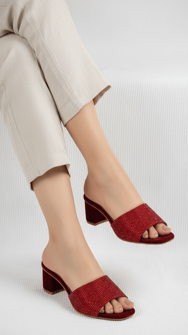 Maroon Fancy Slipper For Women FN7959