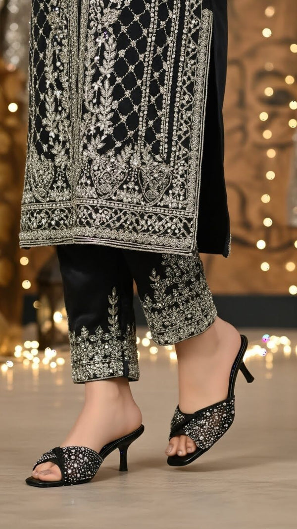 Black Fancy Bridal Slipper FN7972