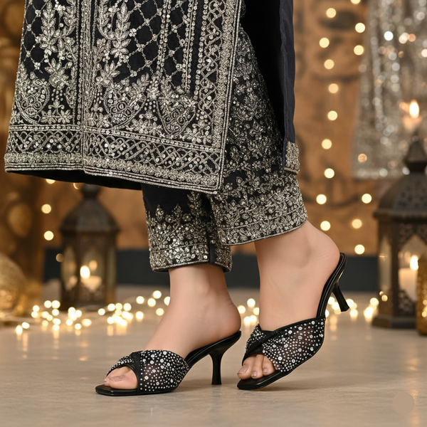 Black Fancy Bridal Slipper FN7972