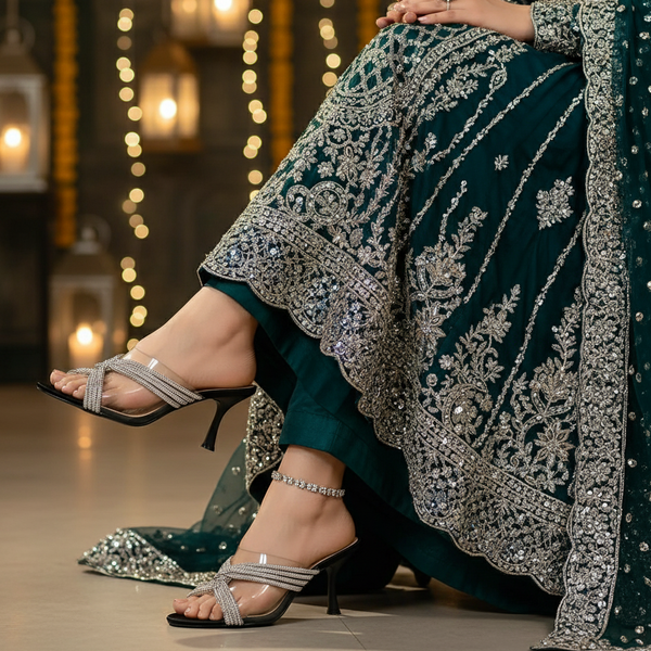 Black Fancy Bridal Slipper FN7973