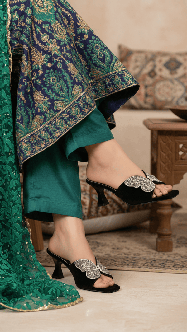 Black Fancy Slipper For Women FN7974