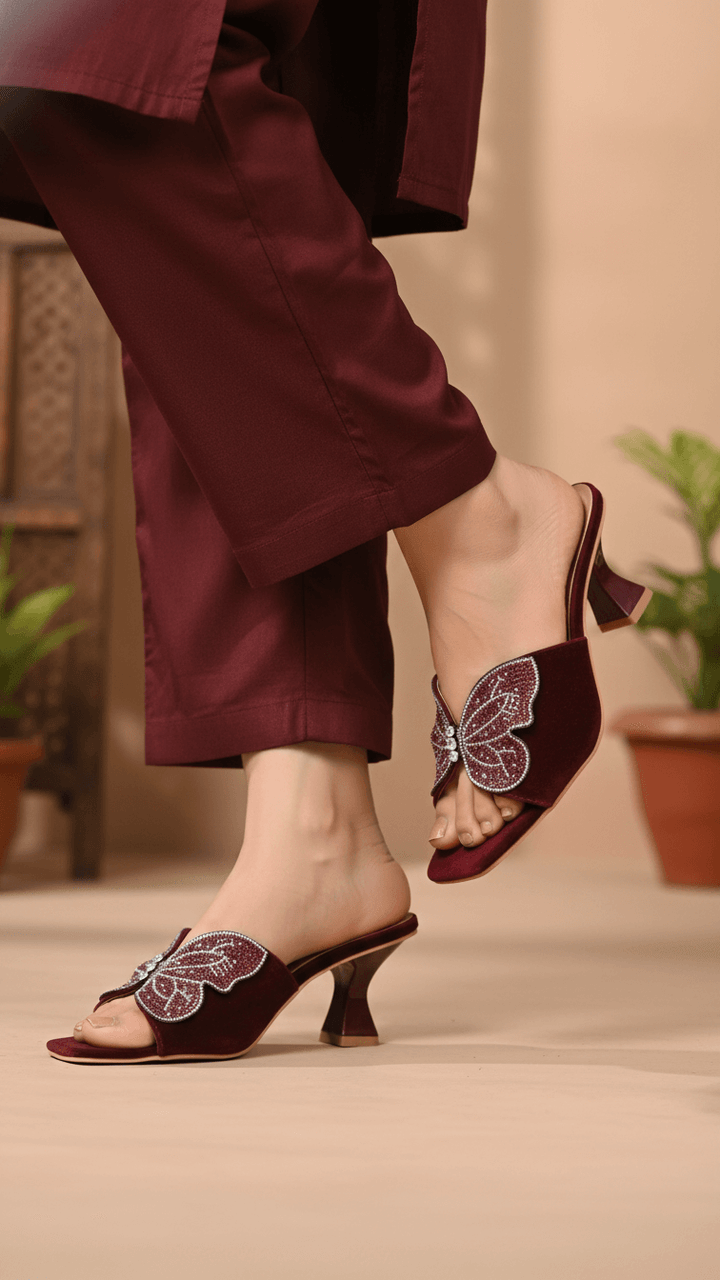 Maroon Fancy Slipper For Women FN7974