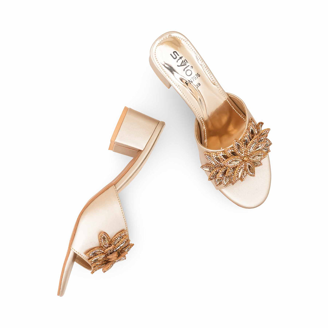 Golden Fancy Slipper For Ladies FN7976