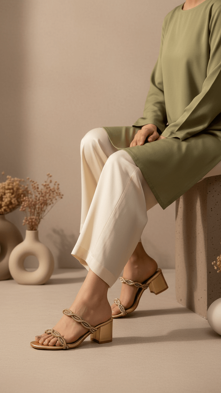 Golden Fancy Slipper For Women FN7977