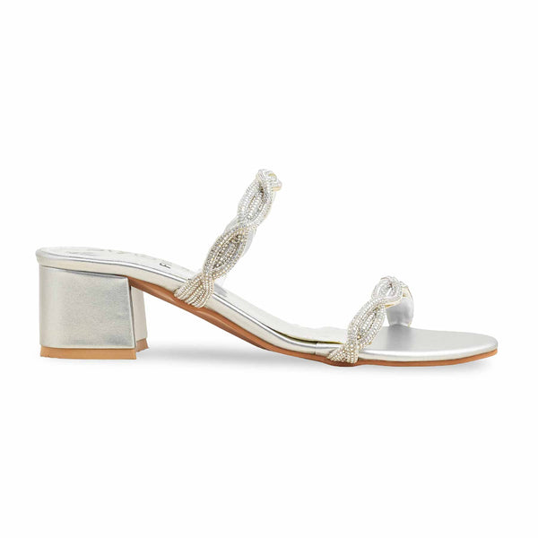 Silver Fancy Slipper For Ladies FN7977