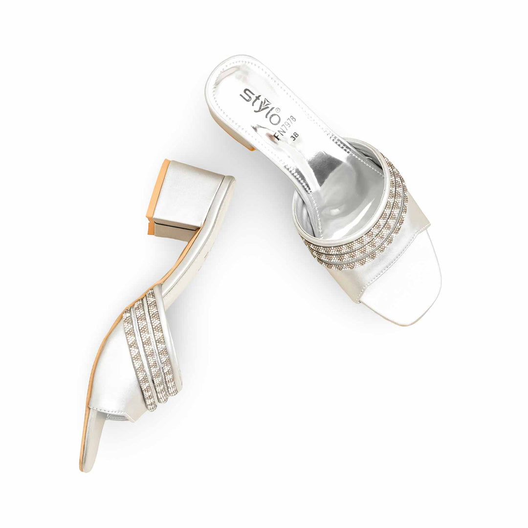 Silver Fancy Slipper For Women FN7978
