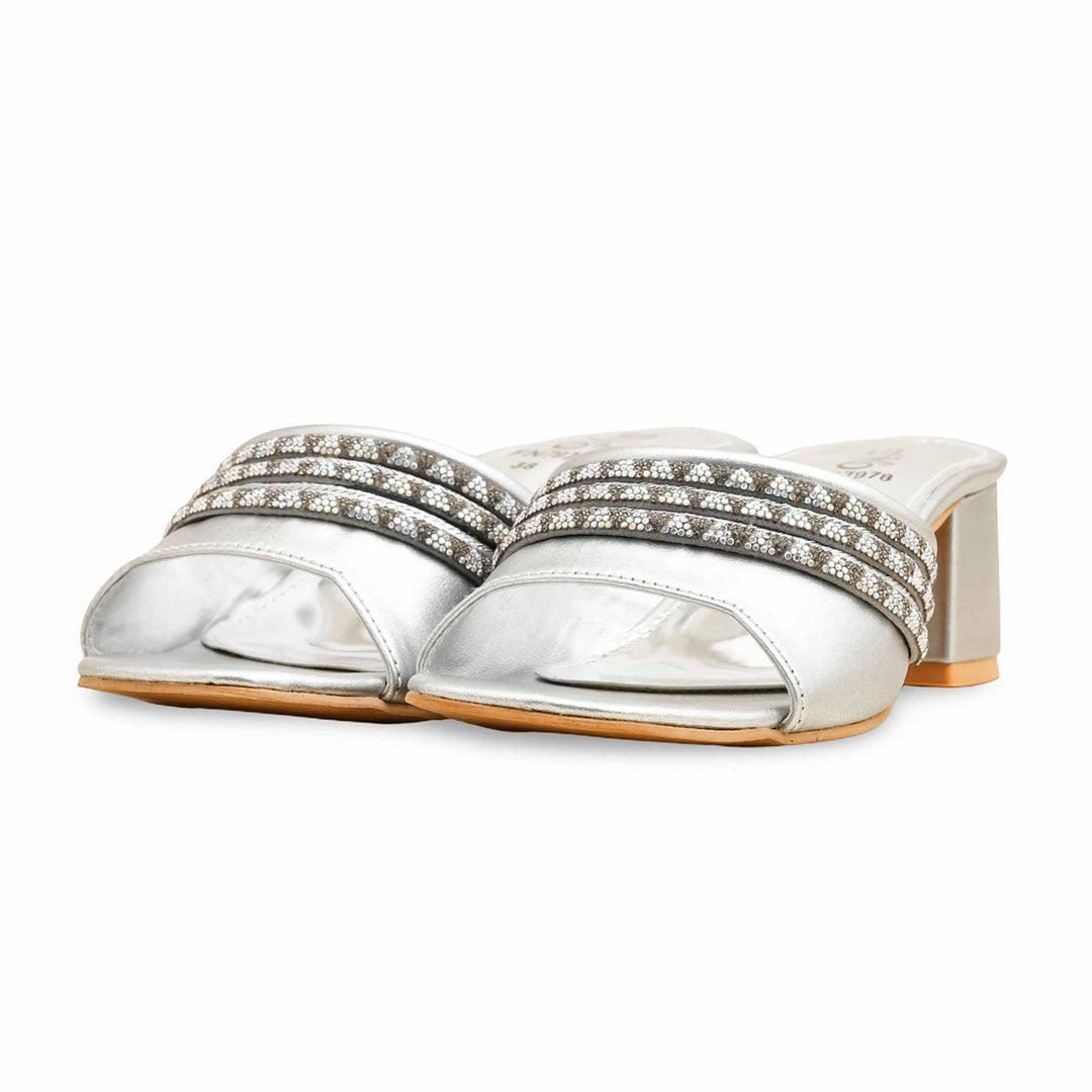 Silver Fancy Slipper For Women FN7978