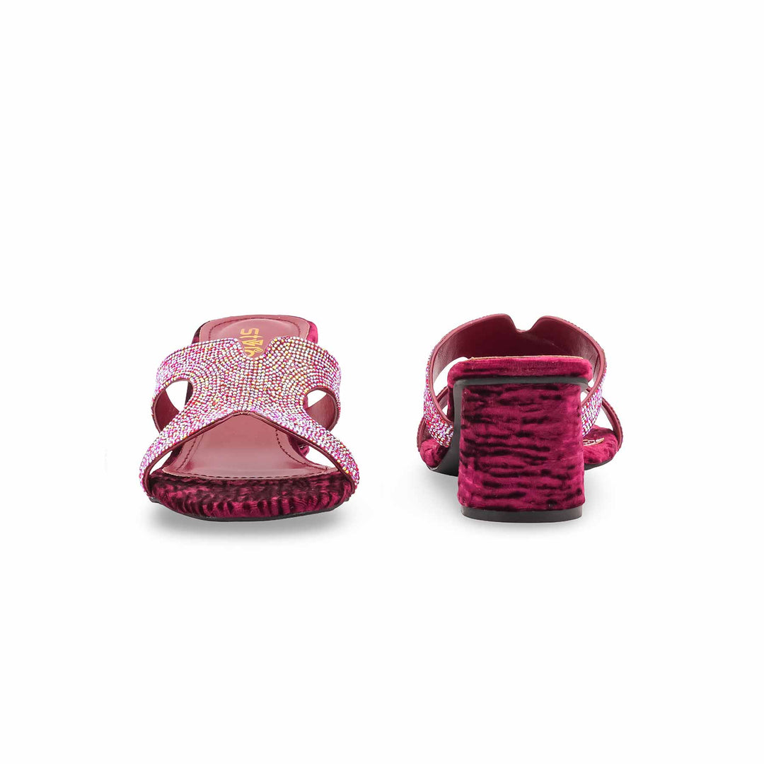 Maroon Fancy Women Slipper FN7983