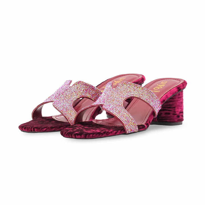 Maroon Fancy Women Slipper FN7983