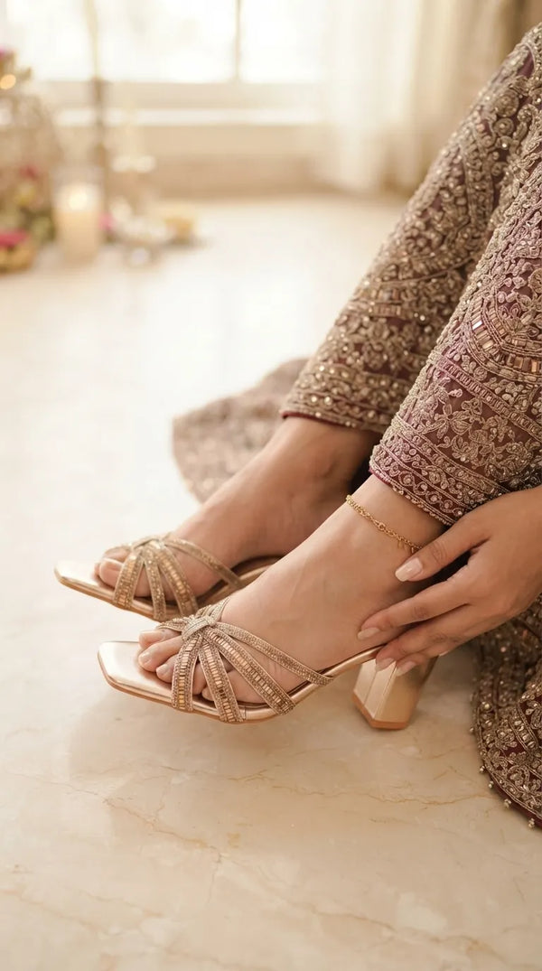 Golden Fancy Slipper For Ladies FN7984