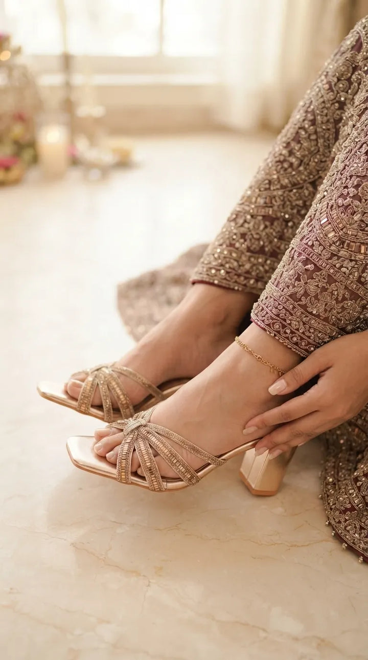 Golden Fancy Slipper For Ladies FN7984
