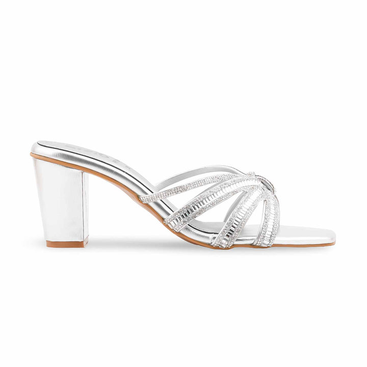 Silver Fancy Slipper For Ladies FN7984