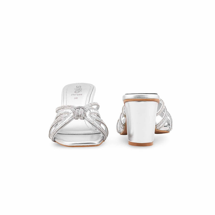 Silver Fancy Slipper For Ladies FN7984