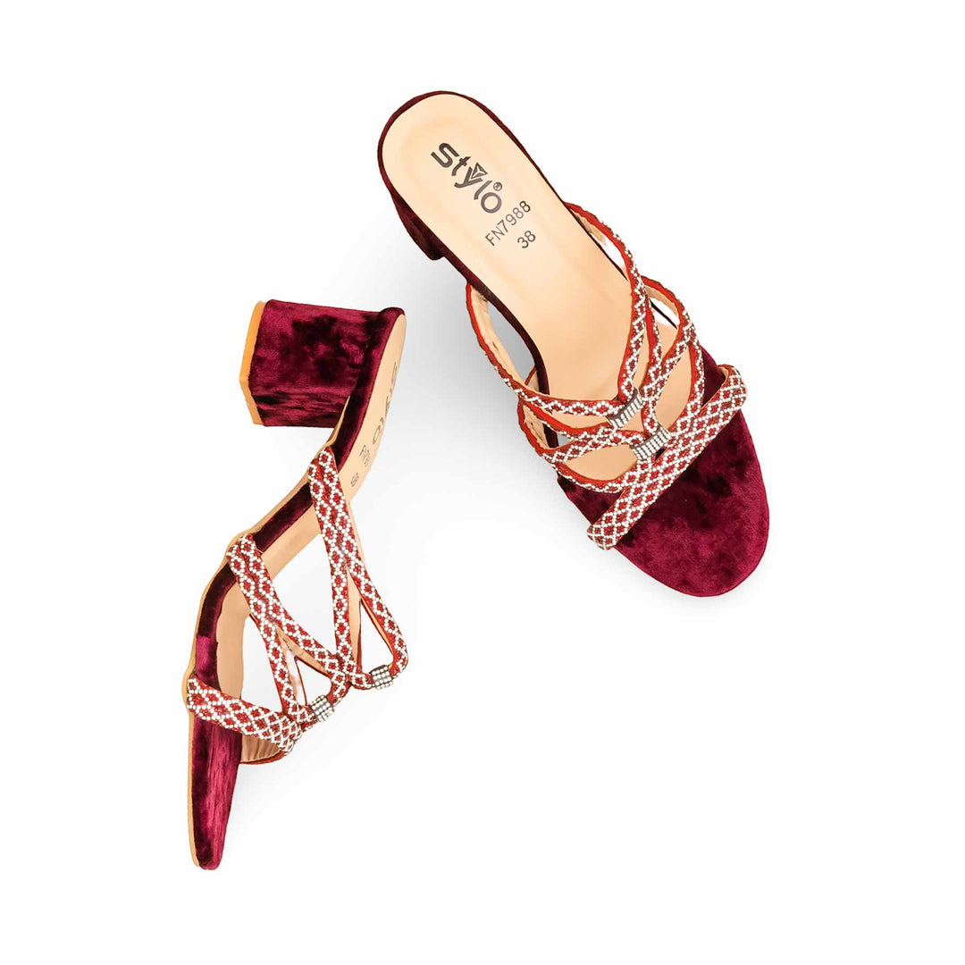 Maroon Fancy Women Slipper FN7988