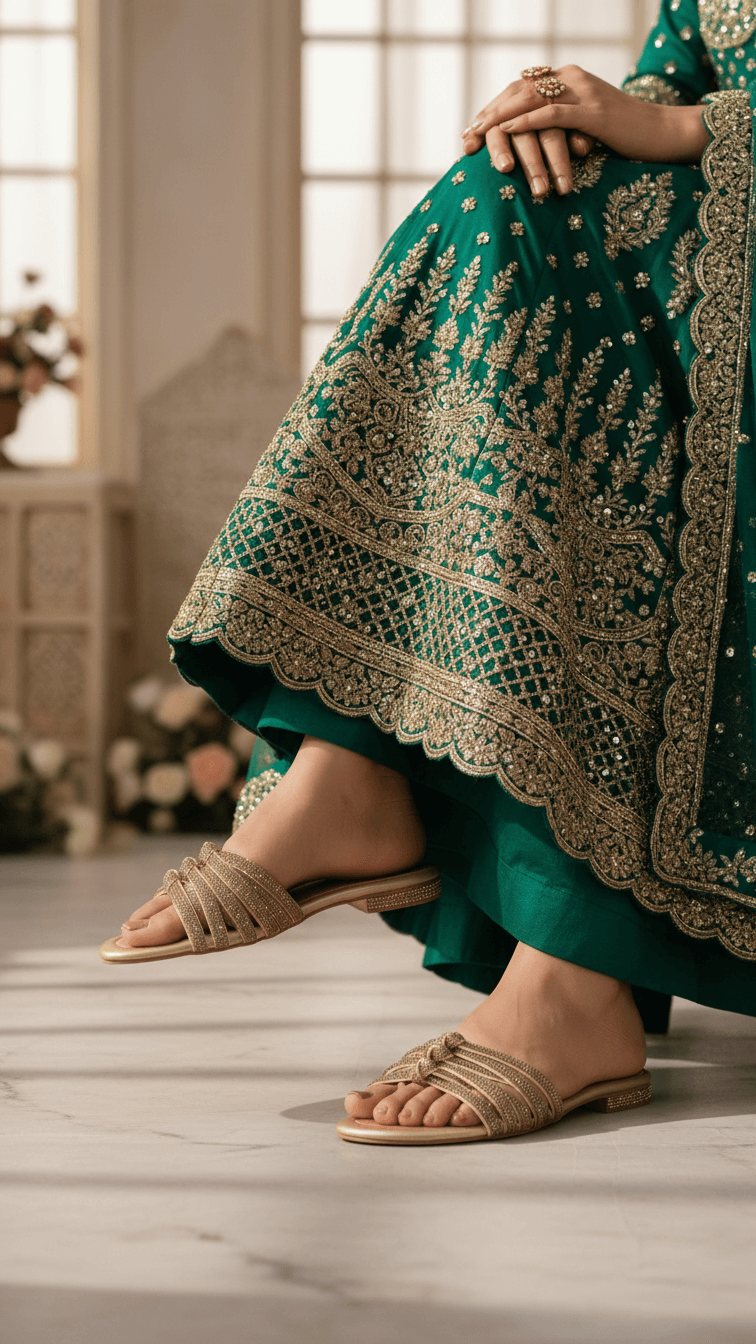 Golden Fancy Slipper For Women FN7990