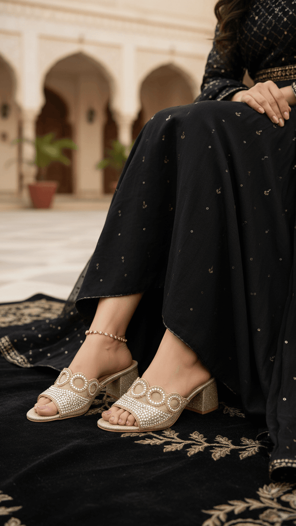 Golden Fancy Slipper For Women FN7993