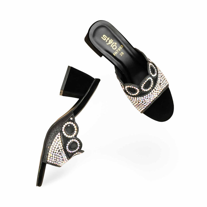 Black Fancy Slipper For Ladies FN7993