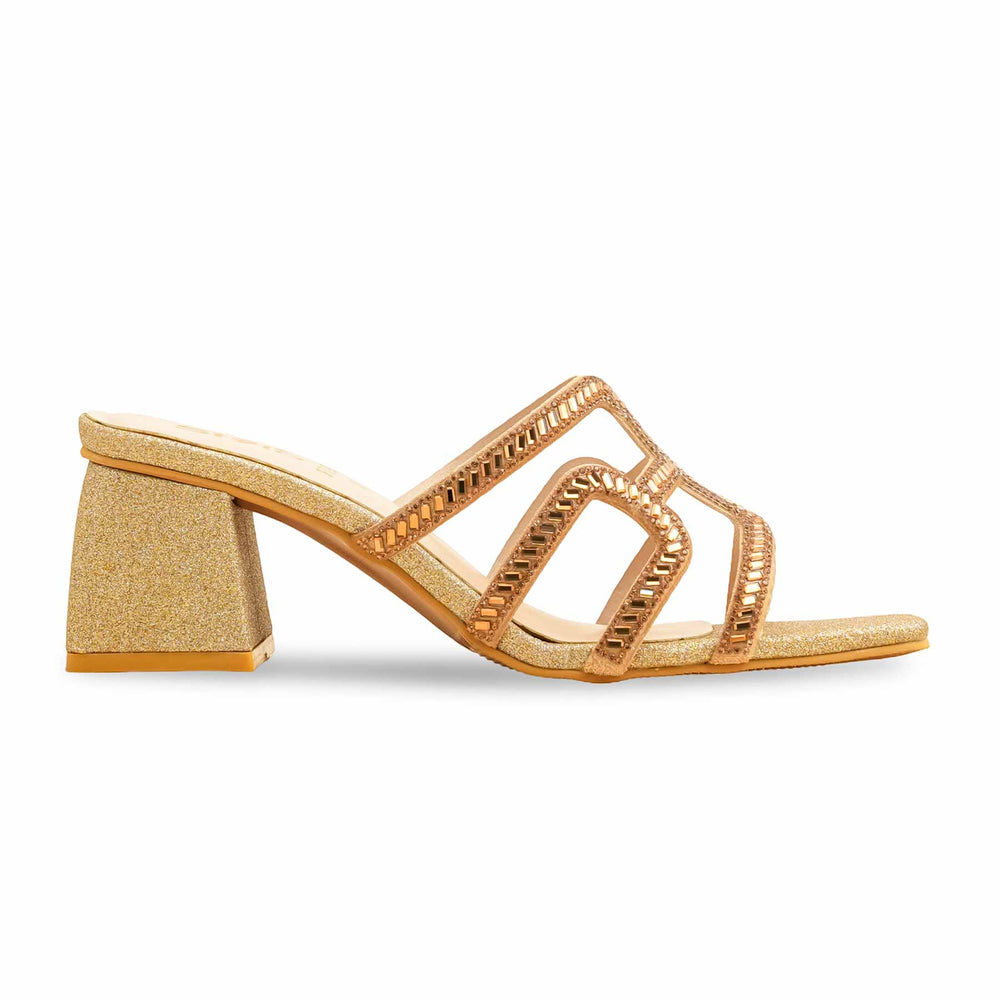 Golden Fancy Slipper For Ladies FN7994