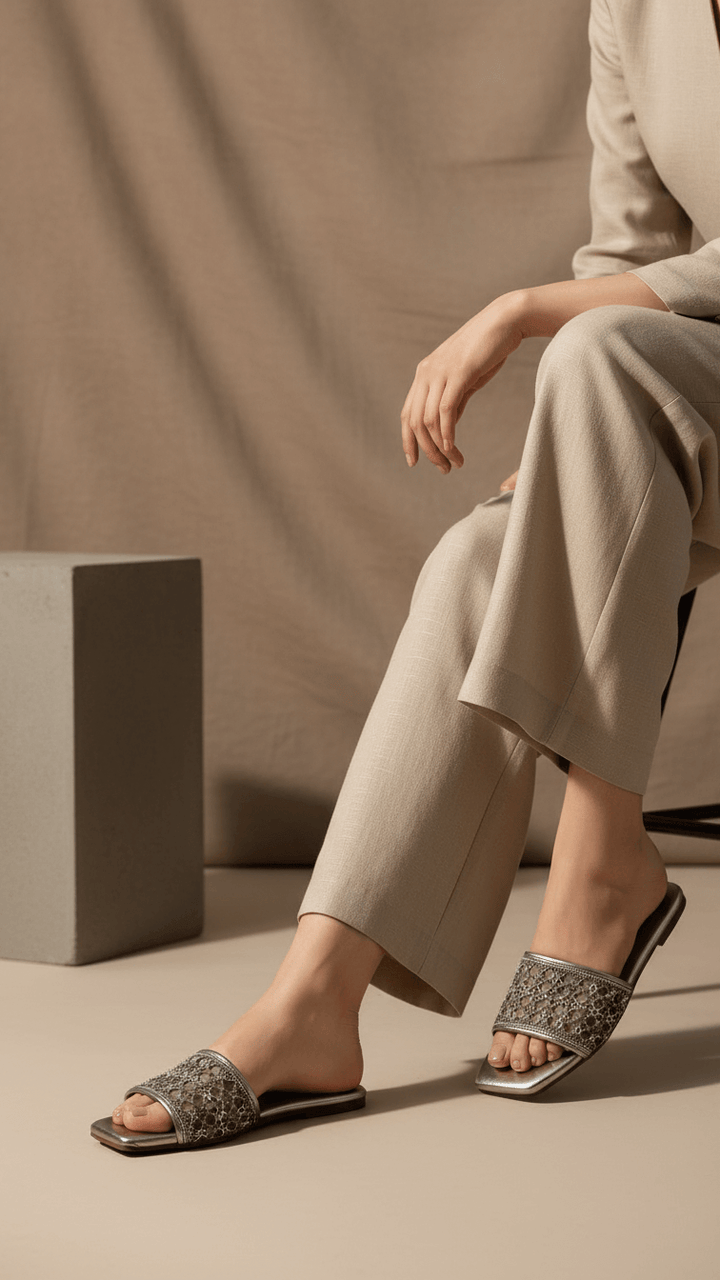 Grey Fancy Slipper For Ladies FN7997