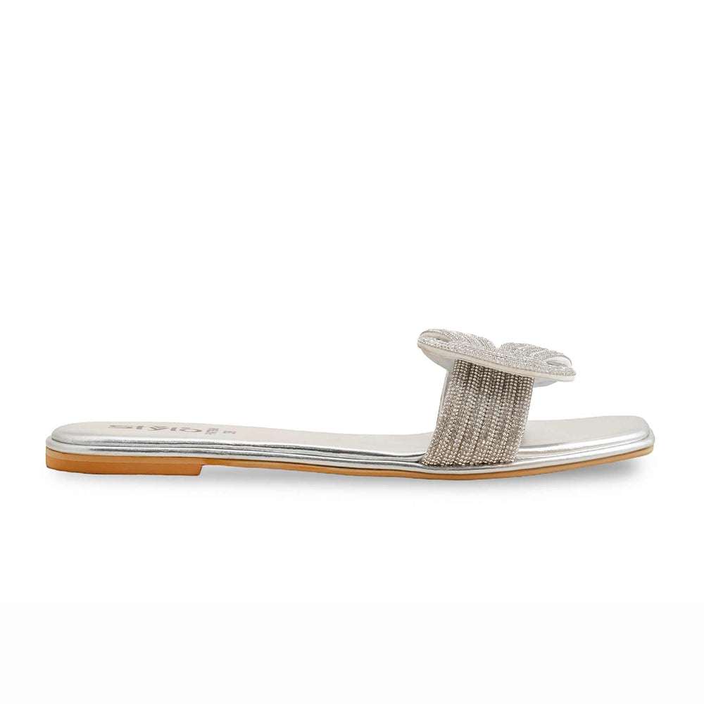 Silver Fancy Slipper For Ladies FN7998