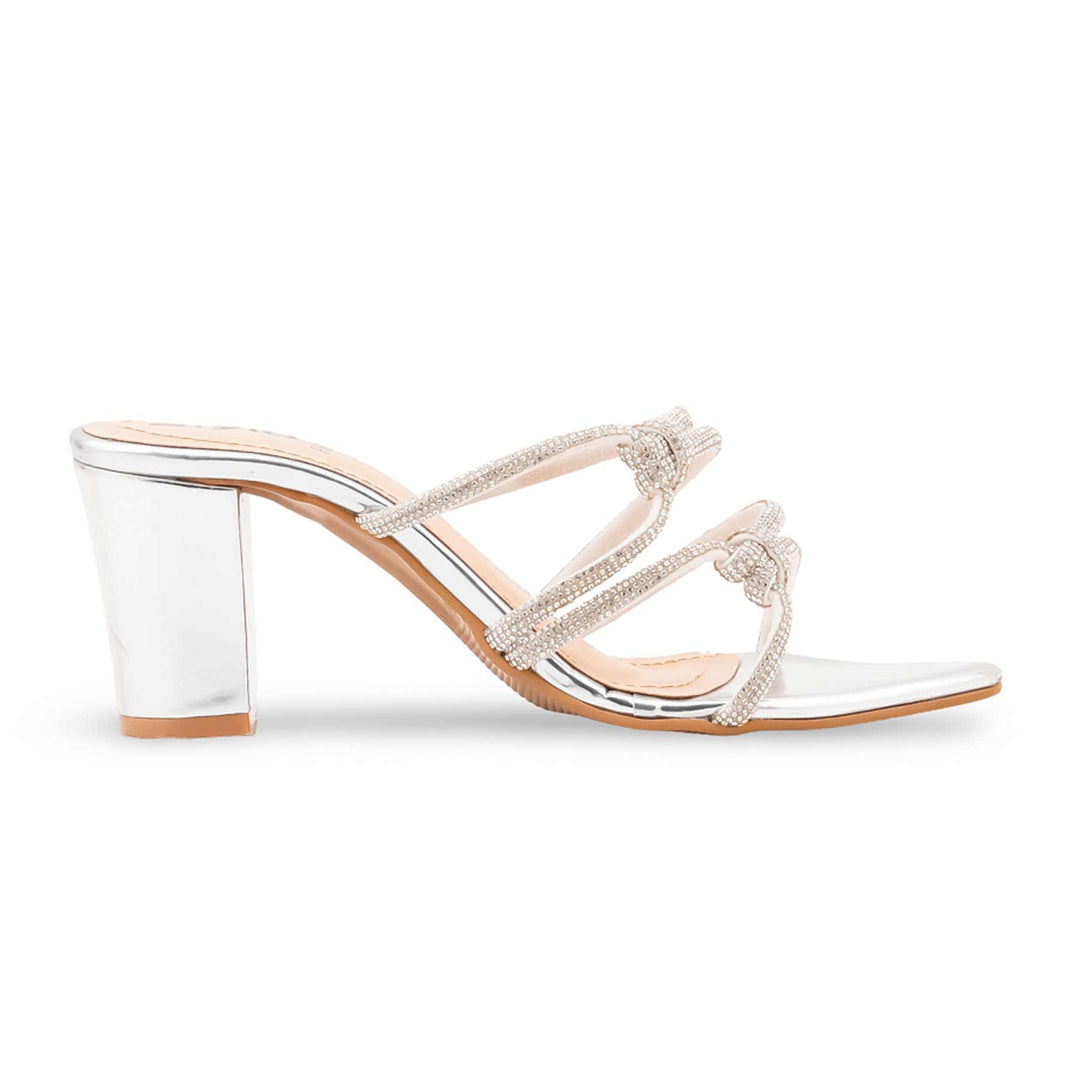 Silver Fancy Slipper For Women FN8002