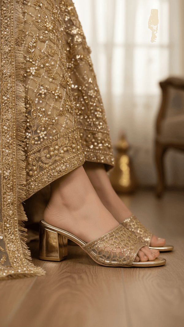 Golden Fancy Slipper For Women FN8004